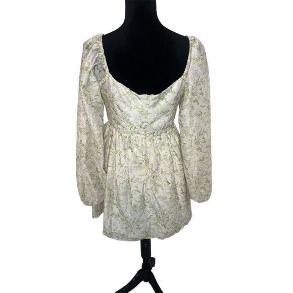 NWT LUSH FLORAL PRARIE COTTAGE CORE PUFF SLEEVE CREAM MINI DRESS WOMENS SIZE M - Picture 7 of 7